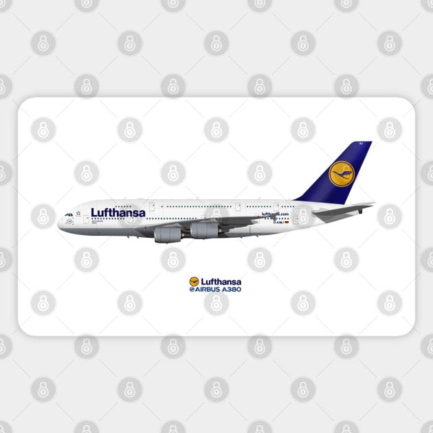 Illustration of Lufthansa Airbus A380 Magnet by SteveHClark